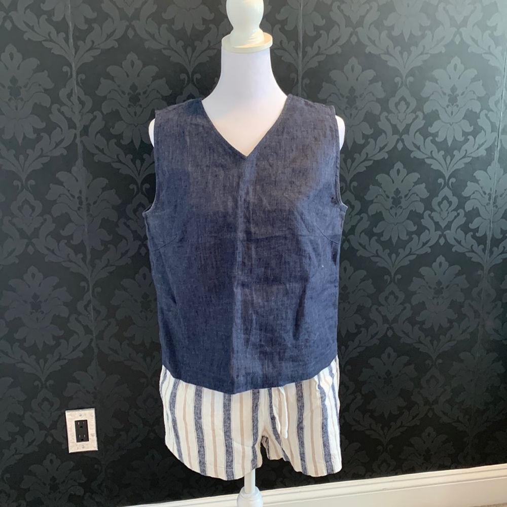 Navy linen top